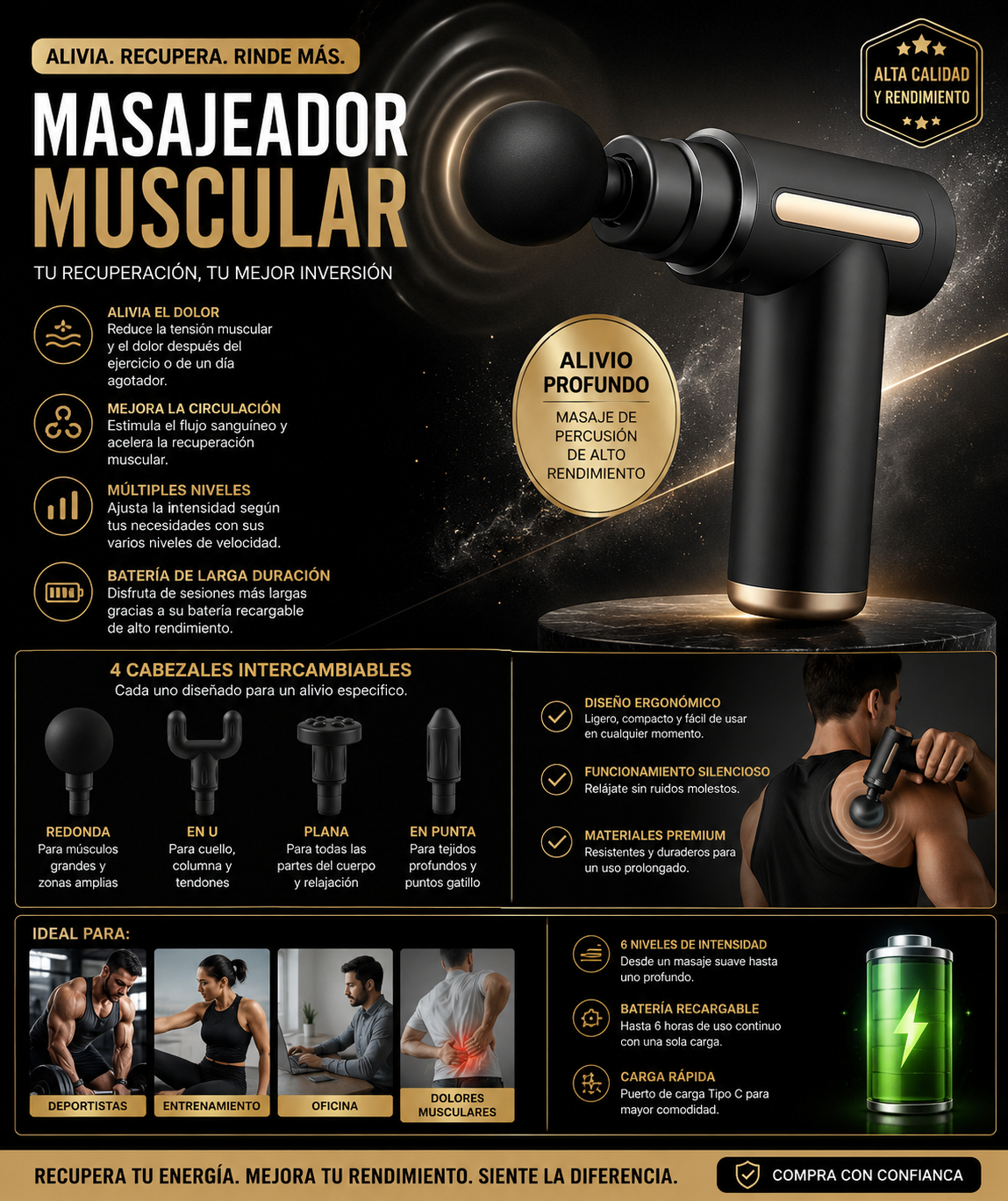 ✨Pistola De Masaje Recuperacion Muscular🤩