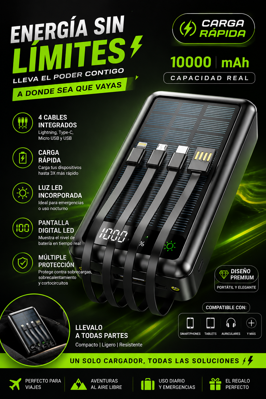 POWER BANK SOLAR CM-609 20.000 MAH