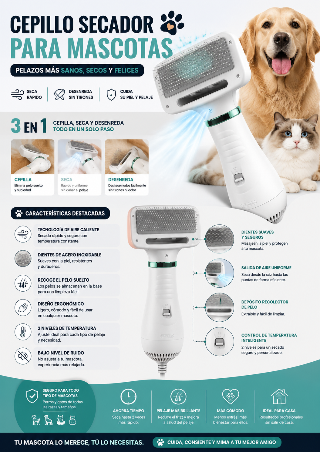 Cepillos secador para mascotas🐕