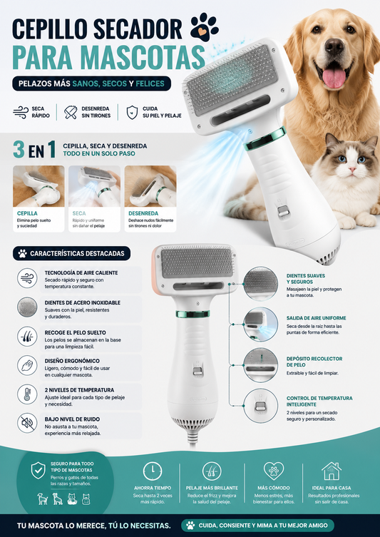 Cepillos secador para mascotas🐕